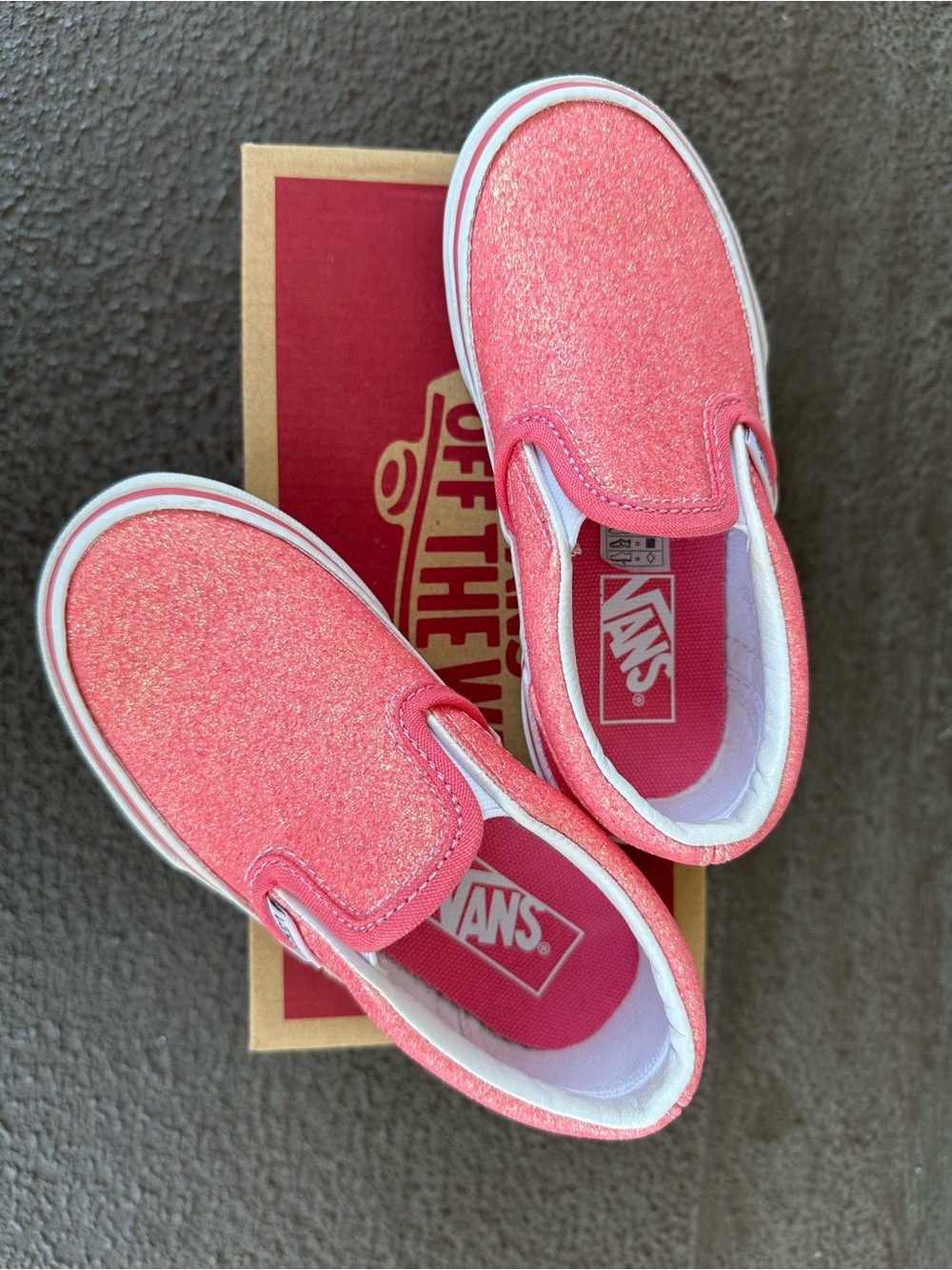 Vans Kids Slip-On Glitter Sneakers - Coral Pink